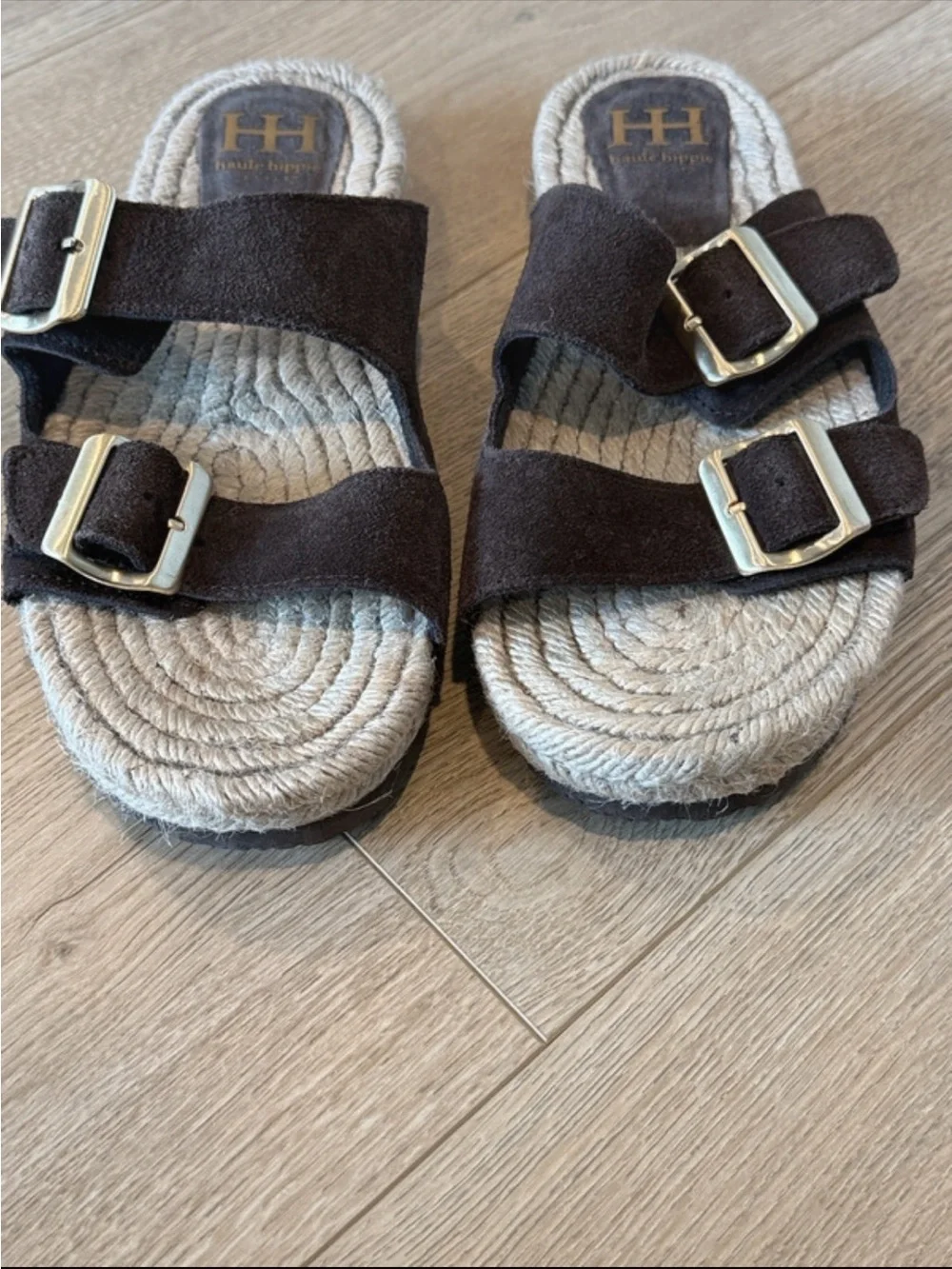 Haute Hippie Shoes Sandals Suede Double Buckle Slide Sandal